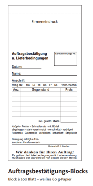 Auftragsbestätigungs-Block - 200 Blatt je Block