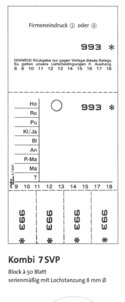 Kombikarten-Blocks "Kombi 7SVP" - 50 Blatt je Block